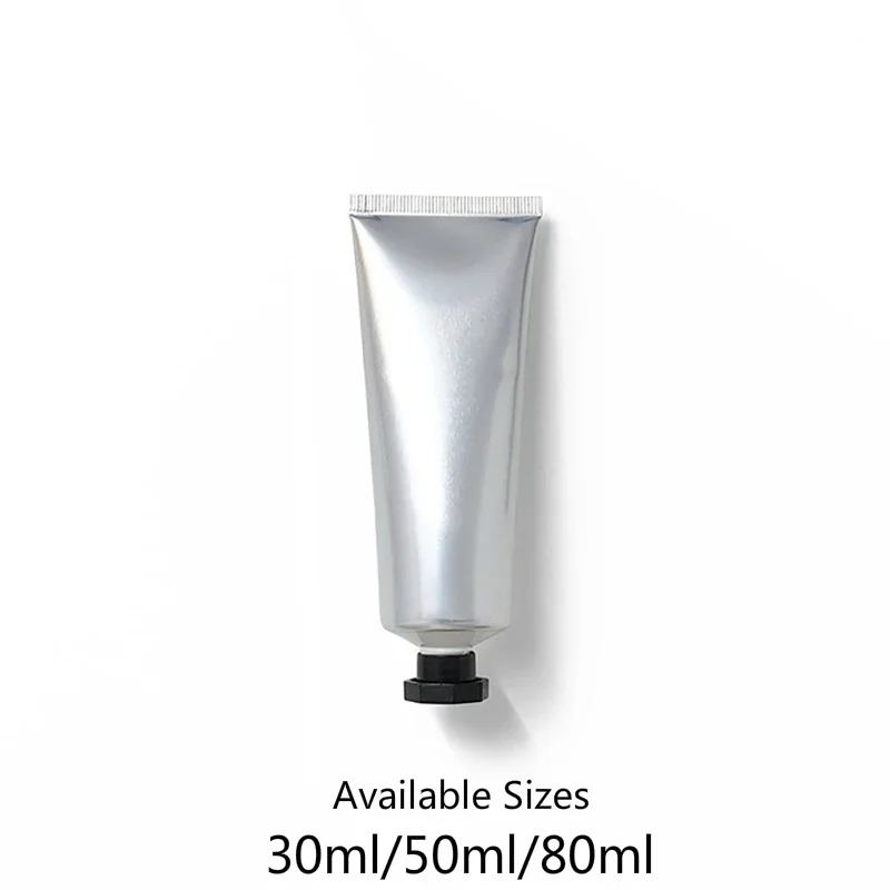 

30ml 50ml 80ml Silver Aluminum Plastic Soft Bottle Cosmetics Cream Squeeze Packaging Tube Body Lotion Refillable Container