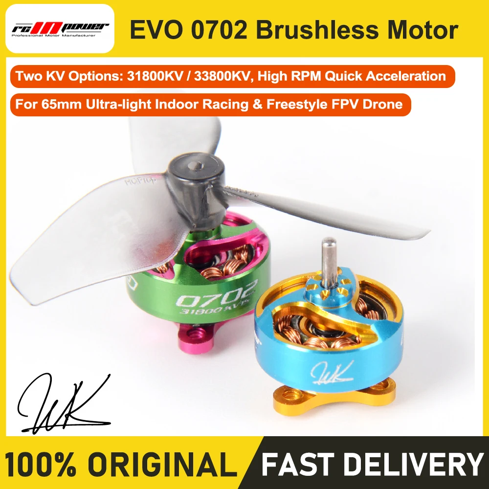 RCinpower EVO 0702 Brushless Motor for Indoor Racing Freestyle FPV Tiny Drone 65mm 31800KV 33800KV Options - Racing Drone Parts