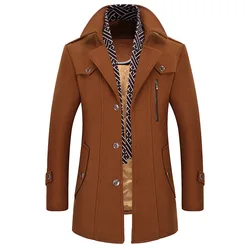 New Winter Men Cashmere Business Casual Woolen Blends Trench Coats Quality Male Long Jackets Overcoats Wool Blends Jackets 4XL