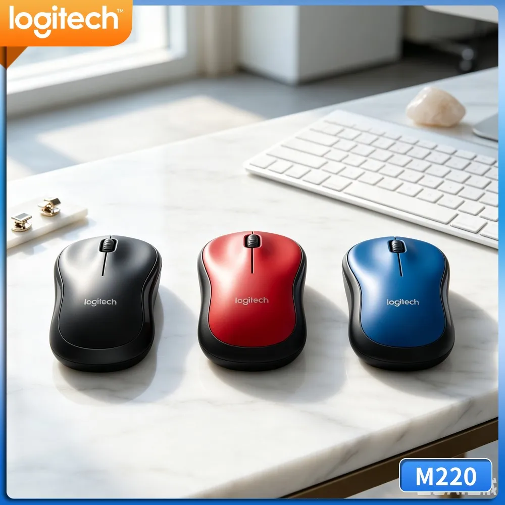 Logitech M220 Silent Mouse 3‑Button Layout Plug‑And‑Play Nano Receiver For Home Office Laptop Desktop Macos Windows PC Mac
