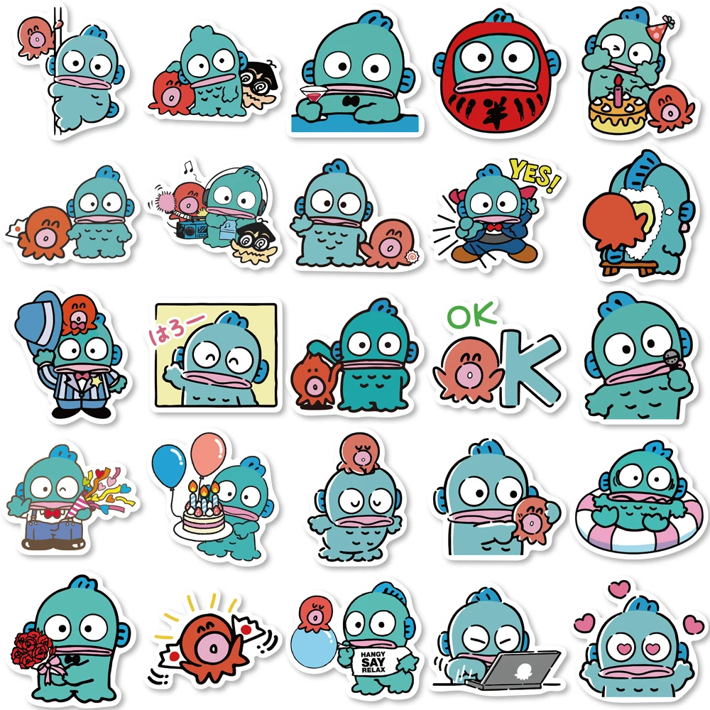 10/30/50pcs Sanrio Ugly Fish Hanton Anime Stickers Cute Cartoon Graffiti Decals Phone Notebook Suitcase Funny Sticker Kids Toy