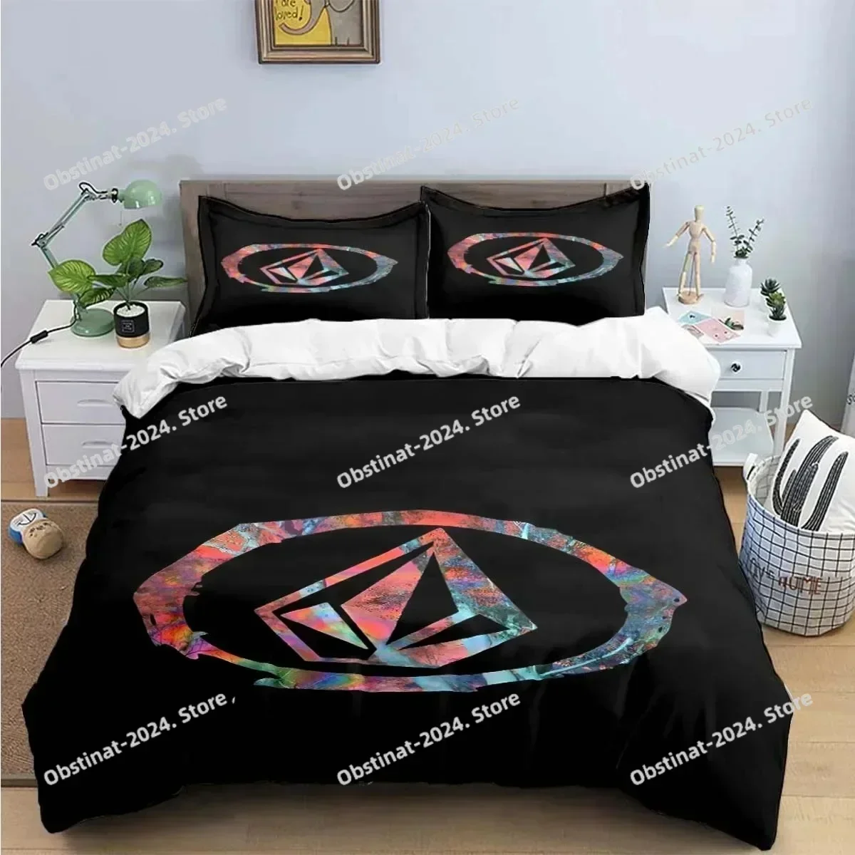 Exquisite V-VOLCOM Print Bedding Sets Exquisite Bed Supplies Set Duvet Cover Bed Comforter Set Bedding Set Luxury Gift