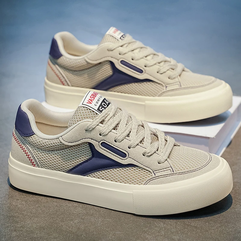 New Men Sneakers Designer Solid Colour Men's Sports Shoes Comfortable Mesh Man Walking Low Top Outdoor Tide Street Flat Footwear