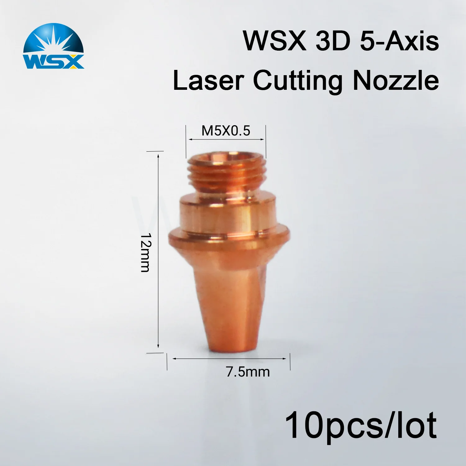 WSX KSA 3D 5-axis Laser Cutting Nozzle D7.5 H12 Single Layer Nozzle M5-3D-TCT for WSX Fiber Cutting Head WTC-02 Ceramic Ring