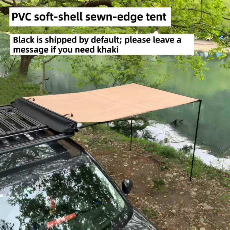 Aluminum Alloy Black Rubber Car Side Tent Automatic Rebound Hard Shell Canopy Roof Side Tent Fast Storage Cross-country Shade