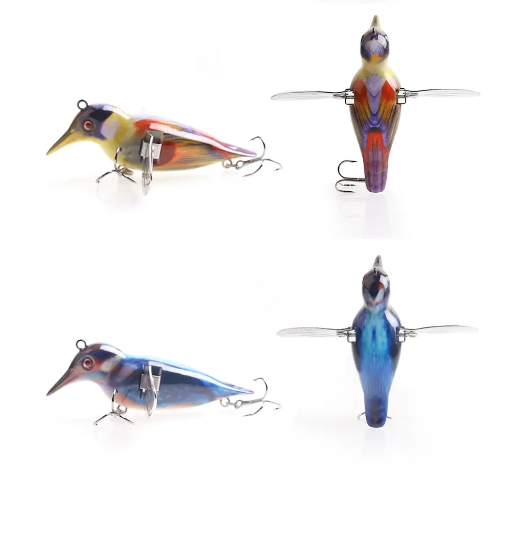 Hanlin 80mm/12g Vogel-Topwater-Popper-Köder, schwimmender Angelköder, Hartplastik-Metallflügel-Wobbler, Swimbait, Pesca, Hecht- und Barsch-Angelausrüstung – Detail 11