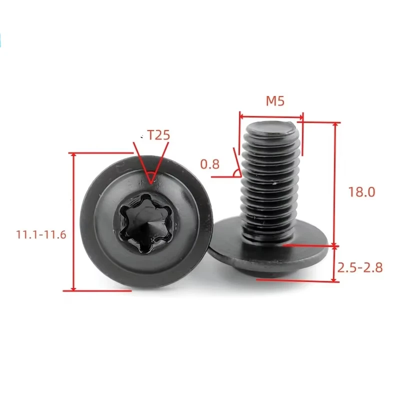 304 Torx Screw M4 M5 M6 M8 Stainless Steel Black Colour torx Washer Head Screw for Motorcycle Scooter ATV Moped Plastic Cover