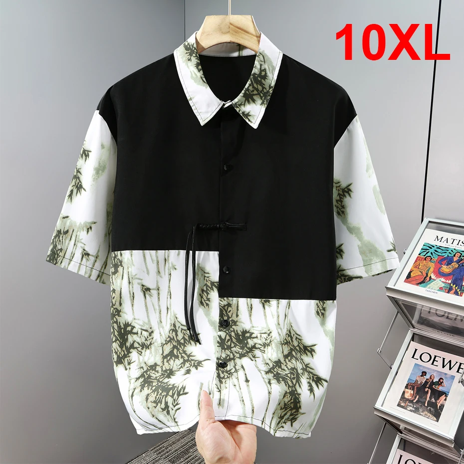 

Hawaiian Beach Short Sleeve Shirts Men Summer Cool Shirts 10XL Plus Size Male Patchwork Shirts Big Size 10XL