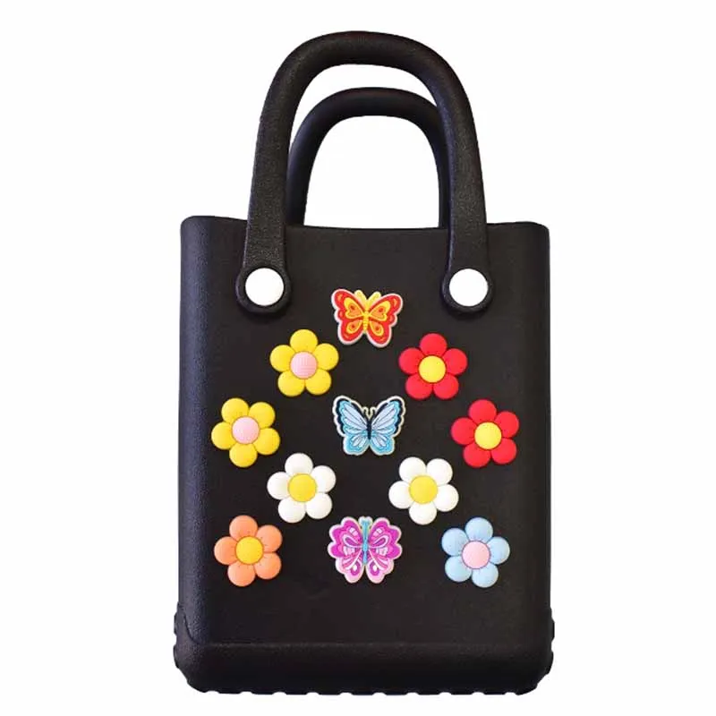 Fresh Butterfly Flower Beach Bag Charms Decorative for with Hole Tote Bag Accessories Decorations Buckles for Girls Women