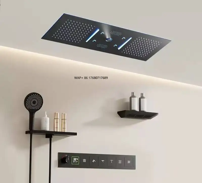

Waterfall Shower System Multi Function Rainfall Ceiling Luxury Shower Head Thermostatic Shower System