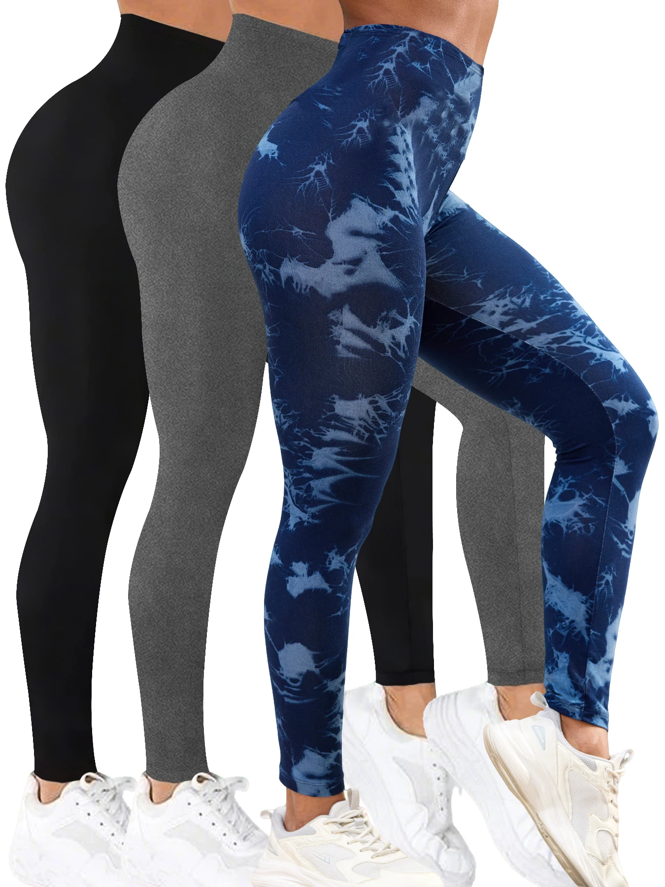 

3 Pack Women's Super Soft Leggings High Elasticity No See Through Workout Yoga Running Athletic Push Up Gym Fitness Leggings
