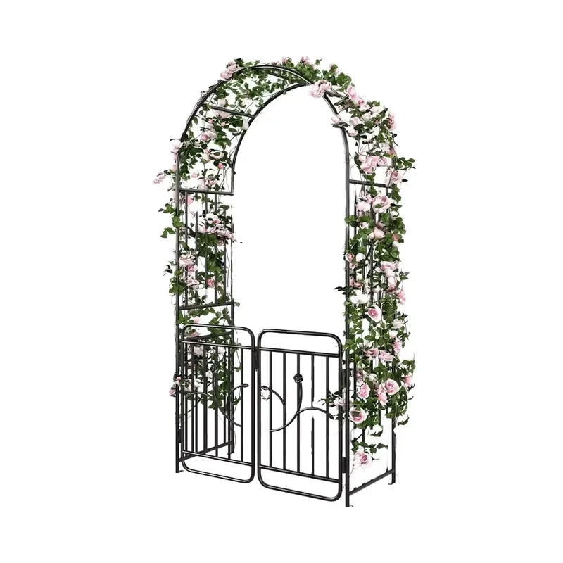 Black Metal Garden Arbor Gate Outdoor Wedding Arch Ceremony Arches for Backyard Lawn Patio Garden Decoration Climbing Plants