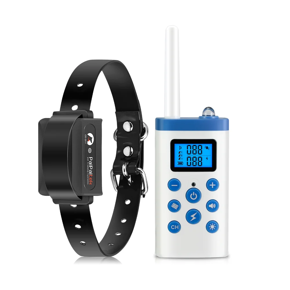 2-in-1 Dog Training Collar 1000M Remote Range Auto Anti-Bark Control IPX7 Waterproof Plastic Rechargeable Beep Vibration Shock