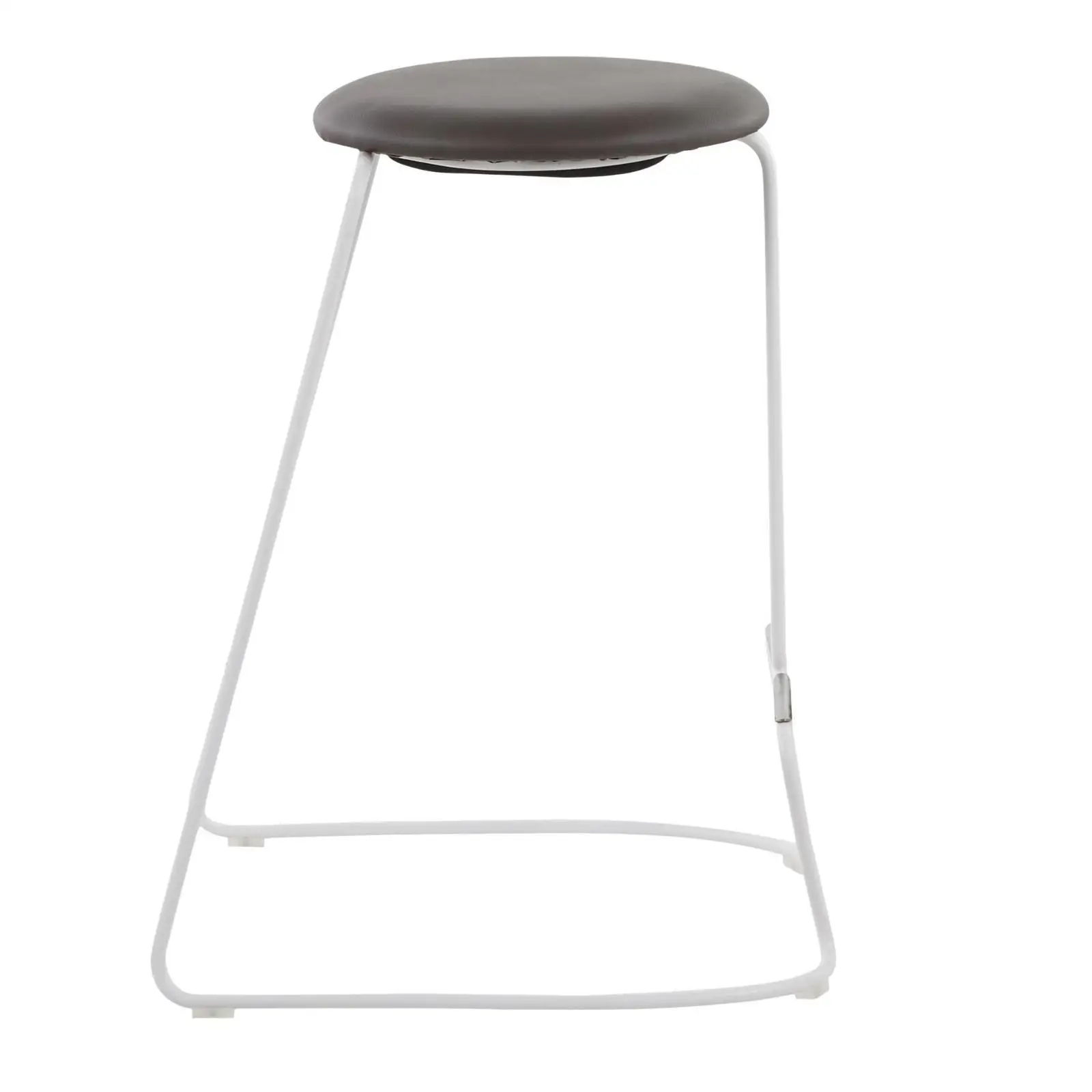 Tabouret de comptoir contemporain en acier blanc et simili cuir gris par