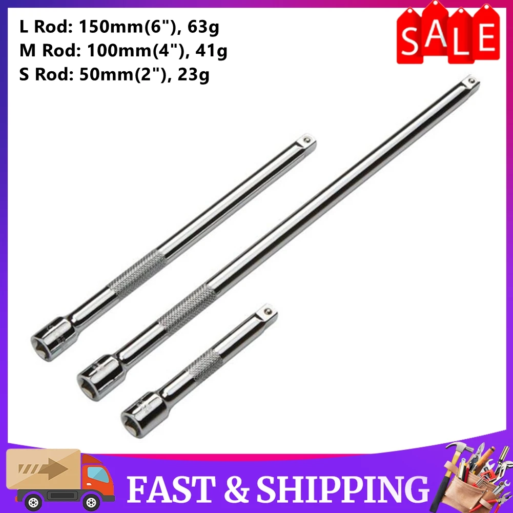 1/4'' Drive Ratchet Socket Extender Hand Tool 50/100/150mm Long Extension Bar Match With Extension Rod/sliding Rod/square Rod