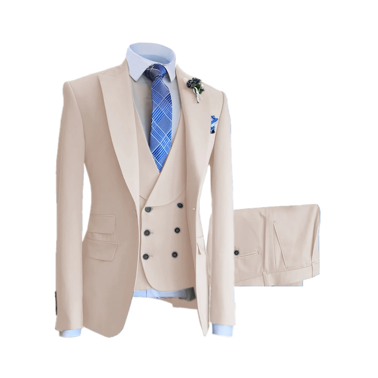 Men's Business 3-piece Single Button Conference Party Wedding Formal Occasion Set (Jacket+Tank Top+Pants)