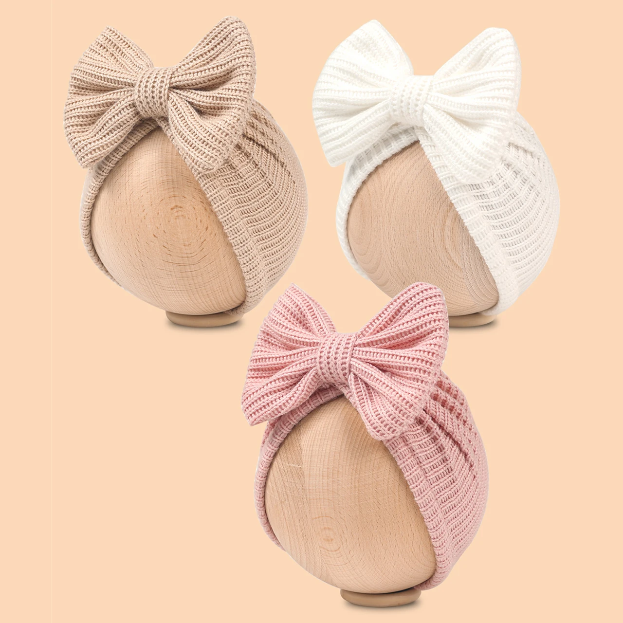 

Winter Baby Knit Turban Cute Bowknot Newborn Indian Hat Solid Color Elastic Infant Beanie Cap Kids Headerap