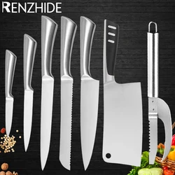 RZD Kitchen Cooking Knives Set Stainless Steel Chicken Bone Scissor Shears Chopping Meat Cleaver Knifes Fish Scale Shaper