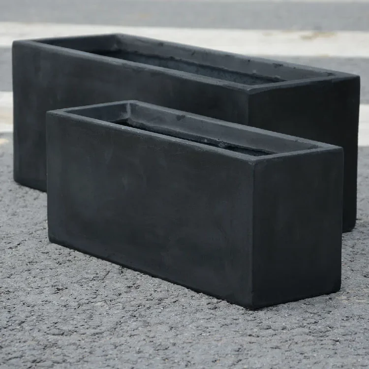 

Rectangular Indoor Outdoor Planter Pottery Large Fiber Clay Garden Flower Box For Landscape Nursery Planting Pots High quality