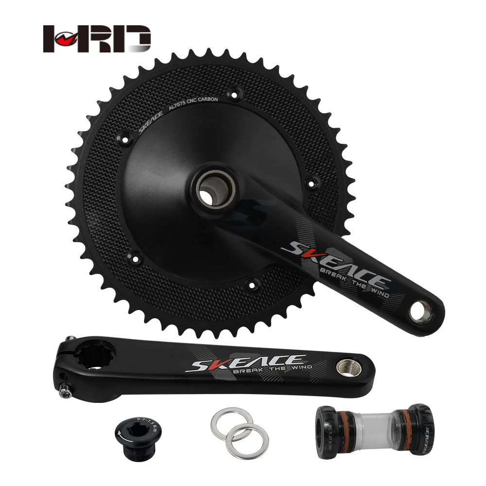 

Bike Crank 165mm 49T 50T 2024 New Hollow Fixed Gear Bicycle Parts AERO Racing Cycling Crankset Carbon Single Speed Cranksets