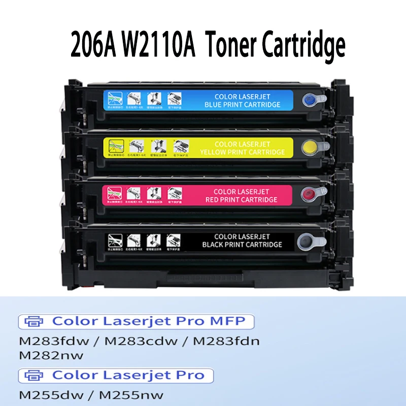 206A W2110A W2111A W2112A W2113A Toner Cartridge for HP MFP M283fdw M283cdw M283fdn M282nw Pro M255dw M255nw M283 M255 Printer