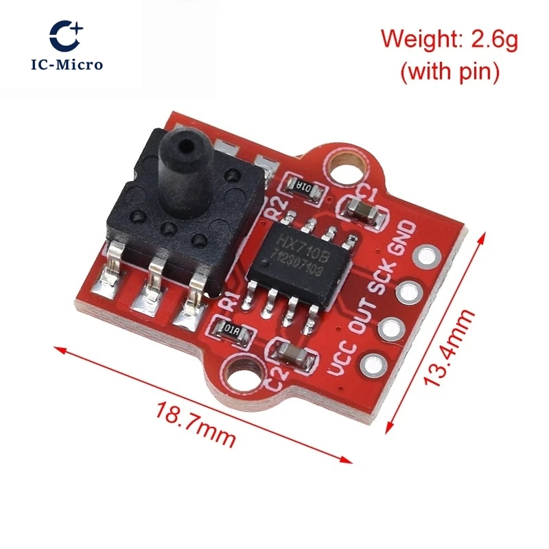XCW DC 3.3V 5V 0-40KPa Module de pression d'air barométrique numérique connecter Tube souple de 2.5mm pour Arduino