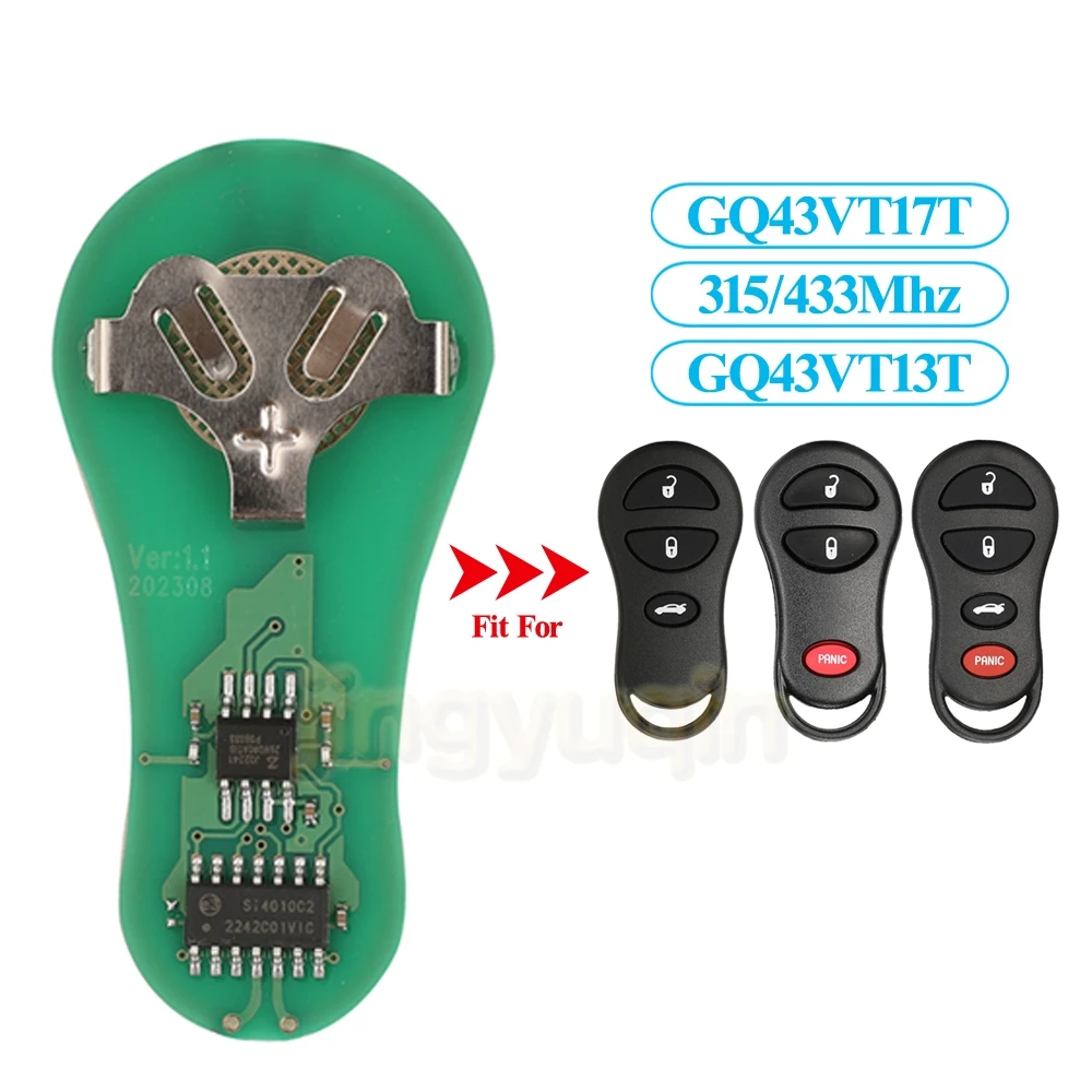 Jingyuqin Remote Car Key PCB Board GQ43VT17T/13T/9T 315/433MHZ For Jeep Dodge Durango Chrysler 300M Concorde 2001-2004 3/4Button