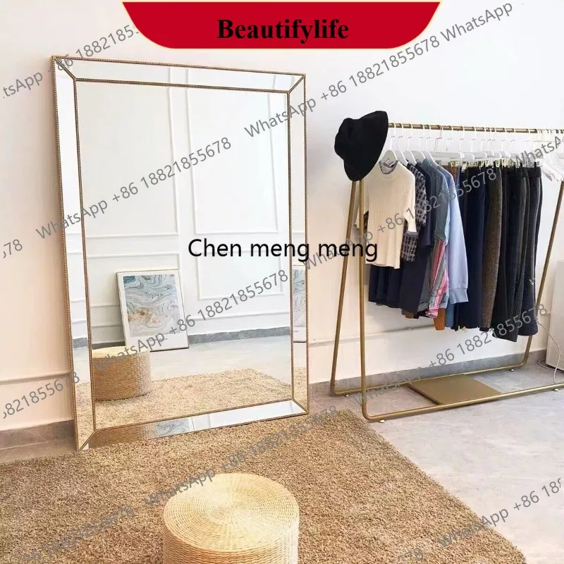 YL Retro dressing wall-mounted French fitting full-body mirror American wedding shop high-end floor mirror
