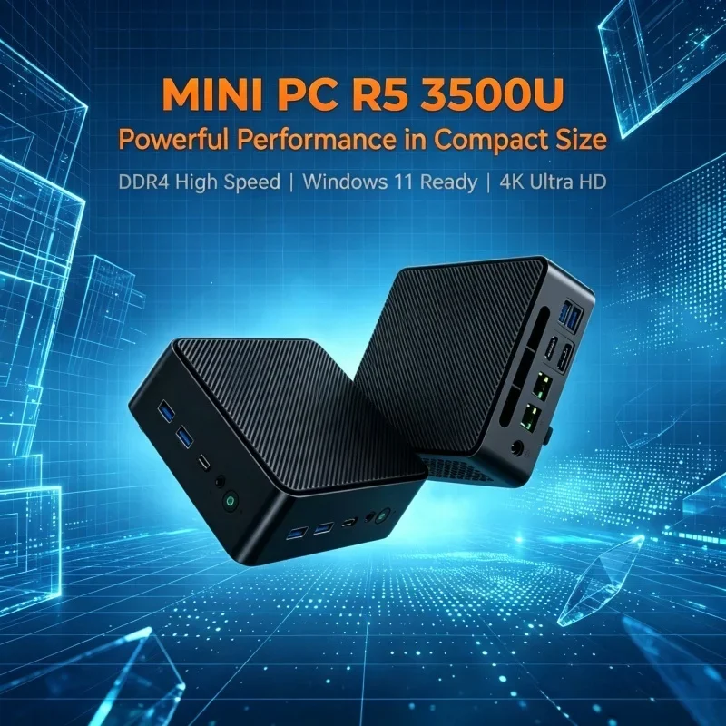 Versatile Hot LENO Portable Mini PC AMD Ryzen 5 3500U 32GB DDR4 Win11 2TB M.2 SSD 4K HDMI DP Small Desktop For Home Office