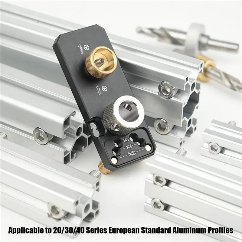 B62B Drill Guide Access Hole Drill Jig for Aluminum Extrusion Profile M6 M8 Step Drill Bits for 2020 2040 3030 4040 Series