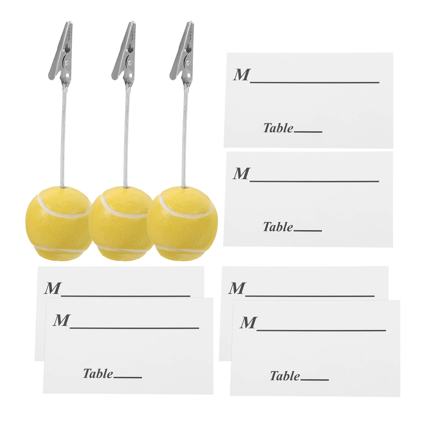 

3Pcs Ball Shaped Memo Clips for Desk Sports Theme Business Card Holder Photo Clip Stand Table Number Holder Resin Base Office