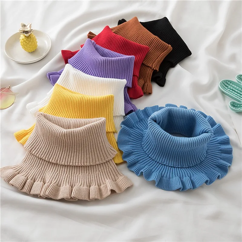 Warm Knitted Fake Collar Woolen Women Turtleneck Knitted False Fake Collar Detachable Neck Scarf Thicken Windproof Fake Collars