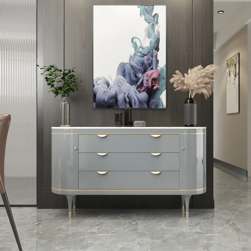 

Light luxury dining side cabinet marble decoration modern simple restaurant storage storage entrance cabinet