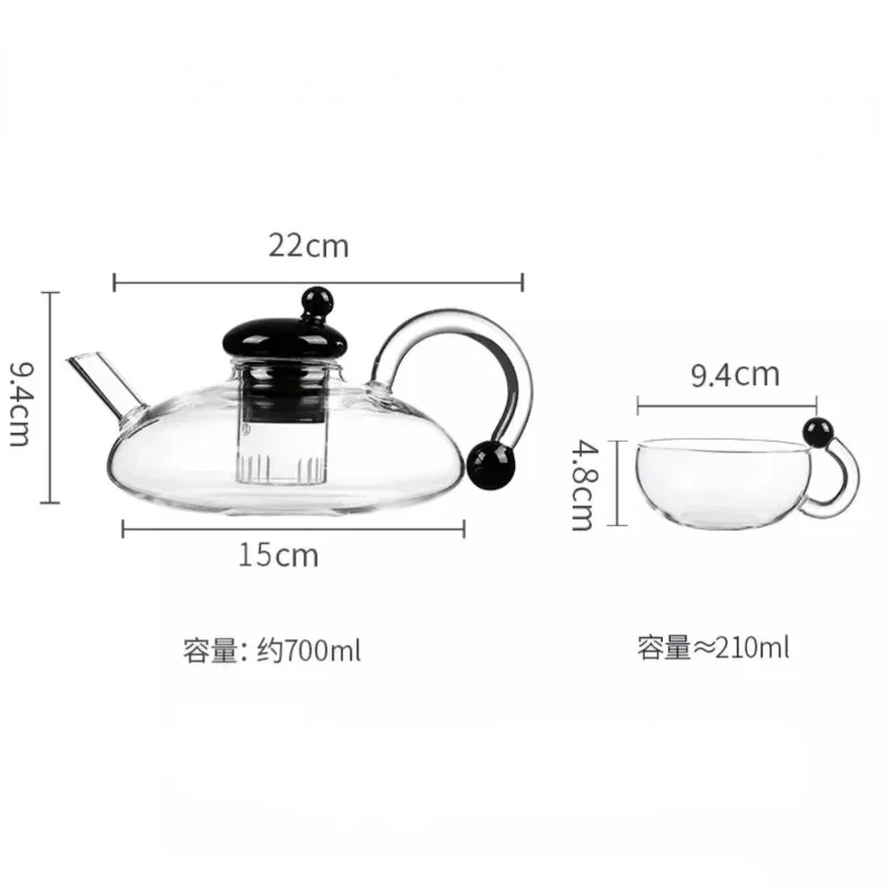 Borosilicate Glass Teapot Set Scandinavian Style Teapot High Temperature Resistant Material Luxury Simple Teapot Tea Cup Set