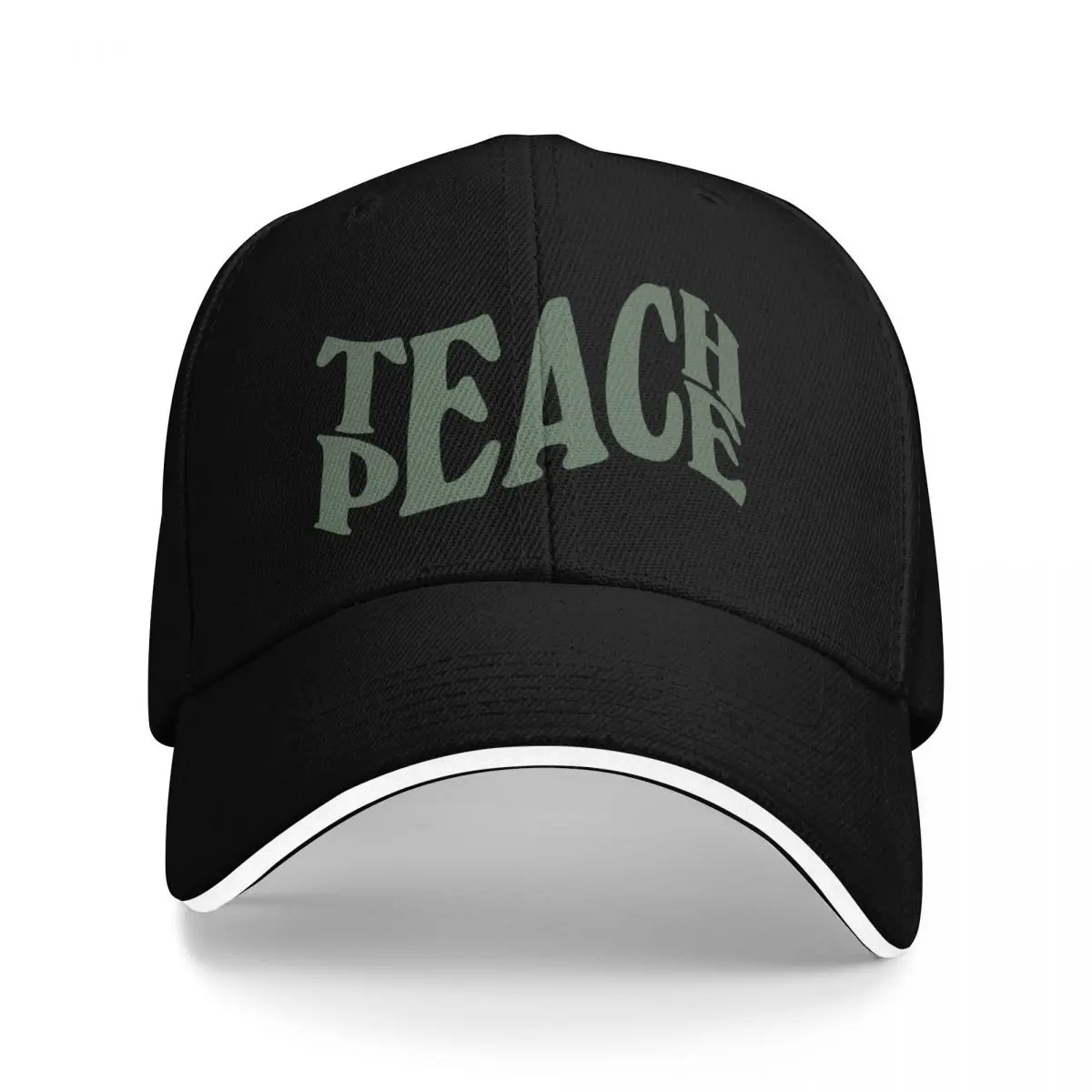 

teach peace lettering - sage green Baseball Cap Fishing cap fashionable Beach Outing sun hat For Man Women's