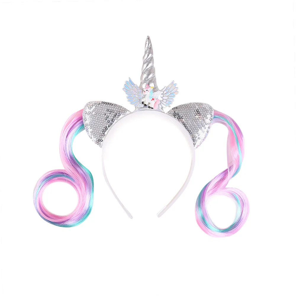 Girl Christmas unicorn Christmas Santa Claus Cosplay colorful hair Costume Headband