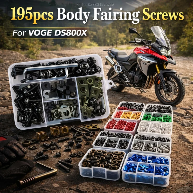 

195pcs Motorcycle Fairing Bolts Body Screws Nuts For VOGE DS800X DS 800 DS DSX800 DS 800X Rally 2025 2026 Kit Aluminum CNC Clips