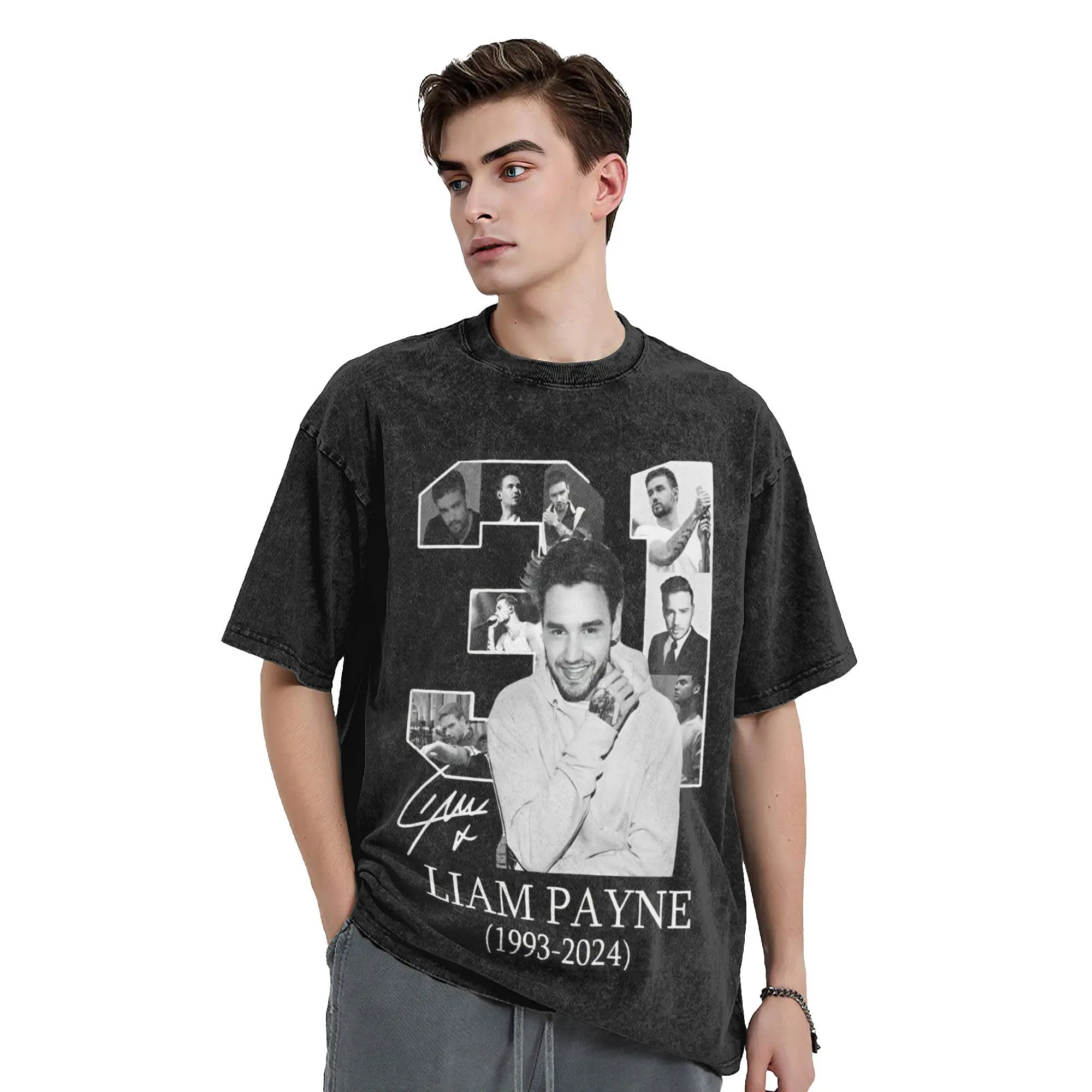 Liam payne remember 1993-2024 RIP 31 Outfit Washed T Shirts for Men Women Streetwear Hip Hop T-Shirts Printed  Tees Short Sleeve