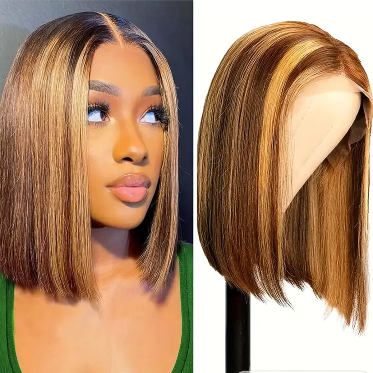 

Новинка! Парик-каре с прямой челкой из натуральных волос, омбре, без клея, 4/27