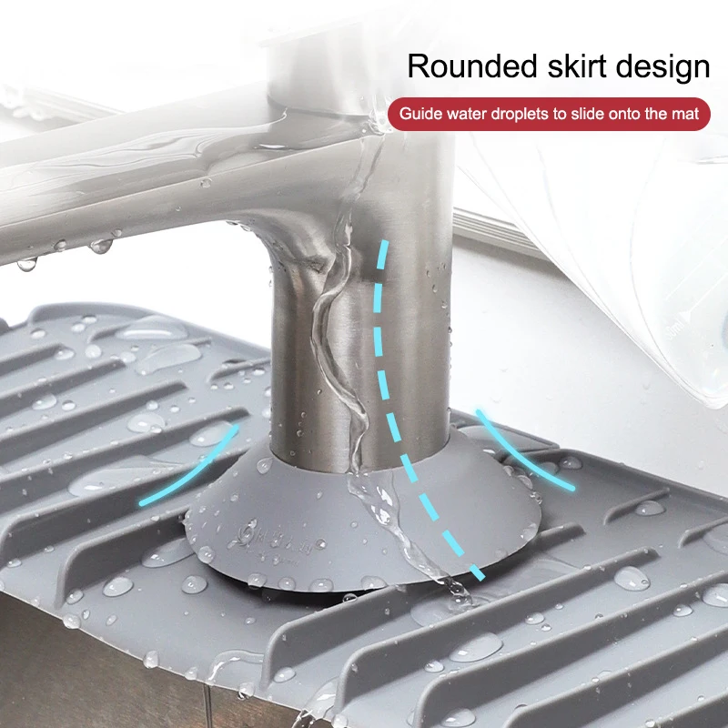 1PCS Silicone Faucet Absorbent Kitchen Mat Sink Splash Catcher Countertop Protector Mat Draining Pad For Bathroom