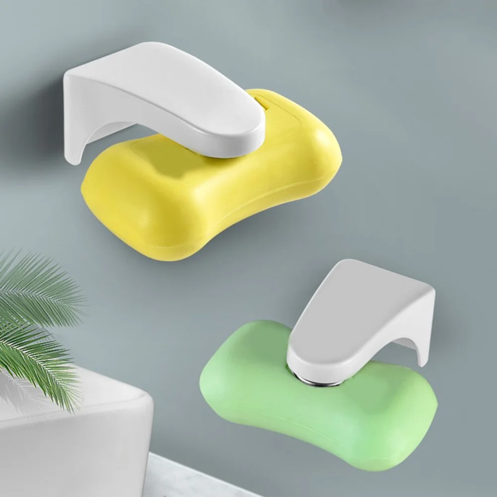 2 Pcs Magnetic Soap Holder Kitchen Wall Mounted Wall-mounted Rack for Shower Abs Draining Case