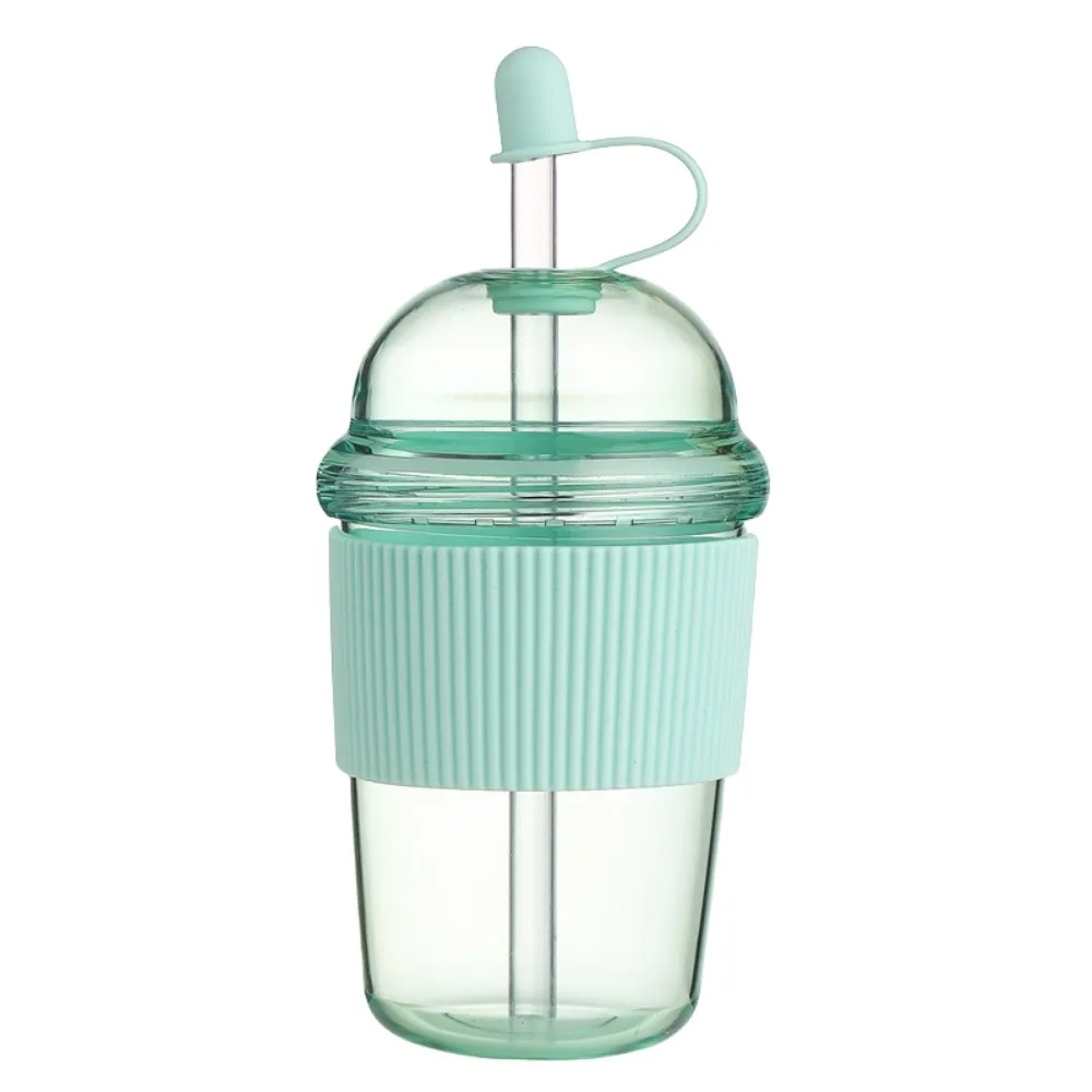 

Smoothie Cup with Lid and Straw Clear Tumbler Silicone Cover Large Capacity Water Bottle Korean Ins 530ML Suction Cup Office