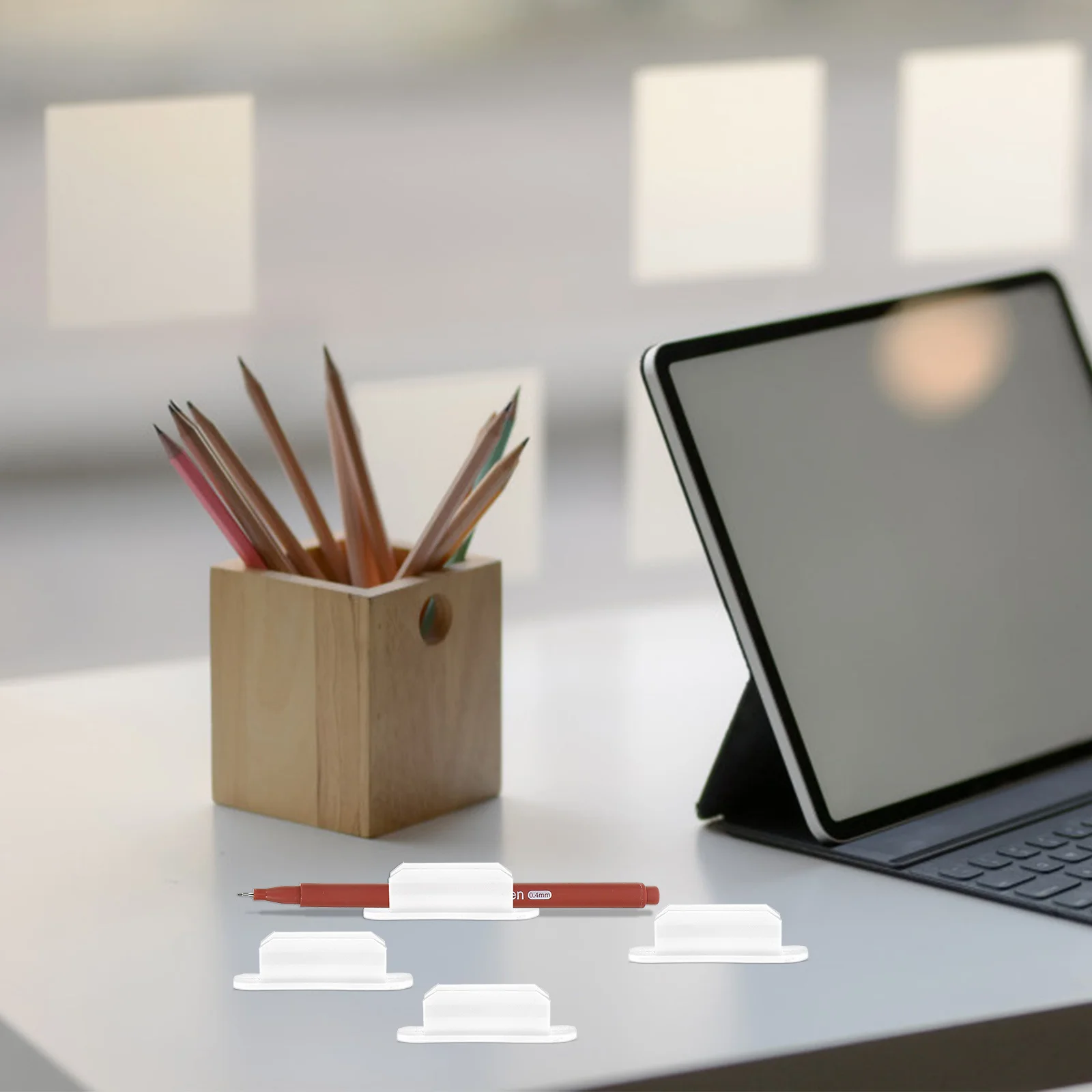 

10Pcs Silicone Pen Holder Clips Practical Adhesive Pen Clips for Desk Whiteboard Markers Portable Pencil Clamp