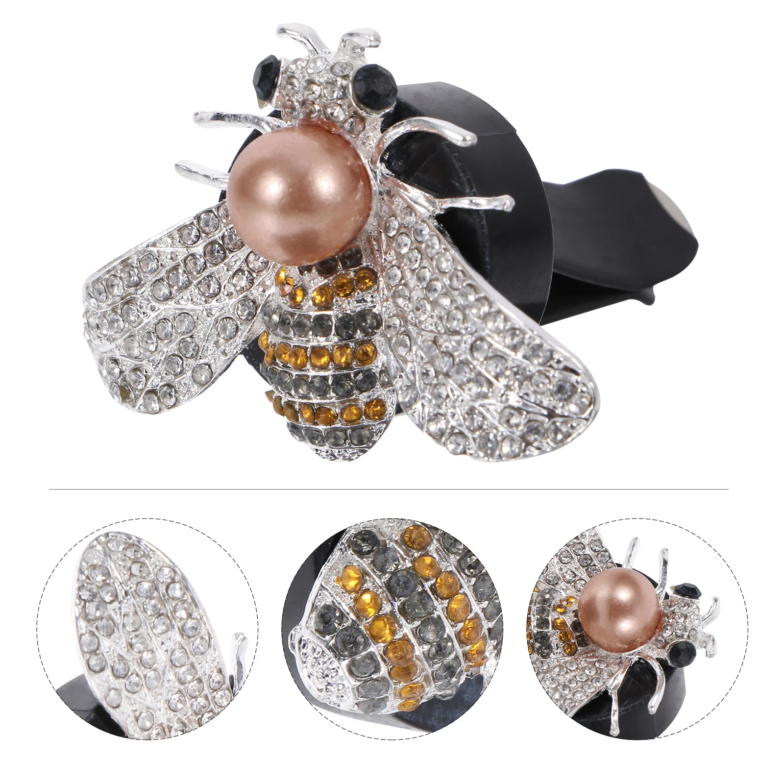 

1 set Bee Vent Clip Rhinestone Pearl Aromatherapy Diffuser Auto Charm Car Air Freshener For Car Home Office Decor