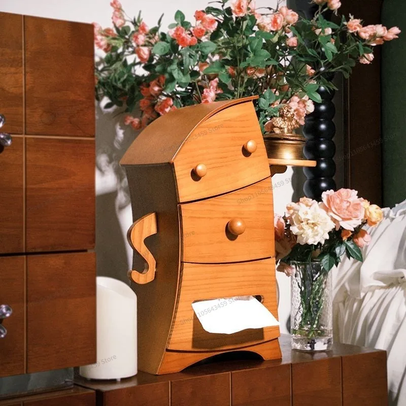 For waist small rich cabinet solid wood drawing carton storage box entrance tissue box creative ornament