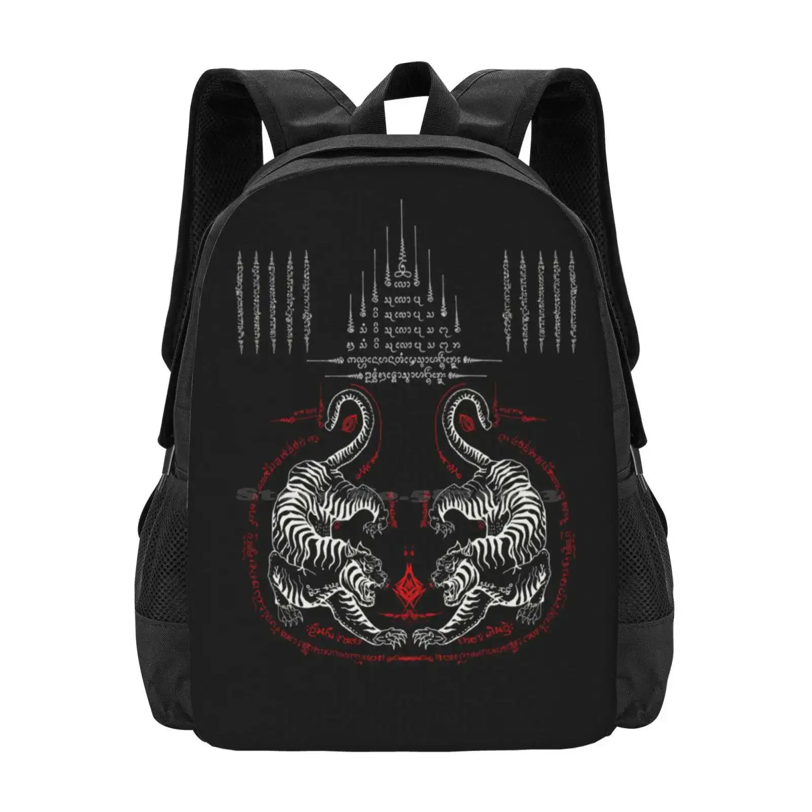 

Sak Yant Thai Tattoo Twin Tiger 5 Yant 9 Crowns Sirimongkol Hot Sale Schoolbag Backpack Fashion Bags Muay Thai Thailand Buddha