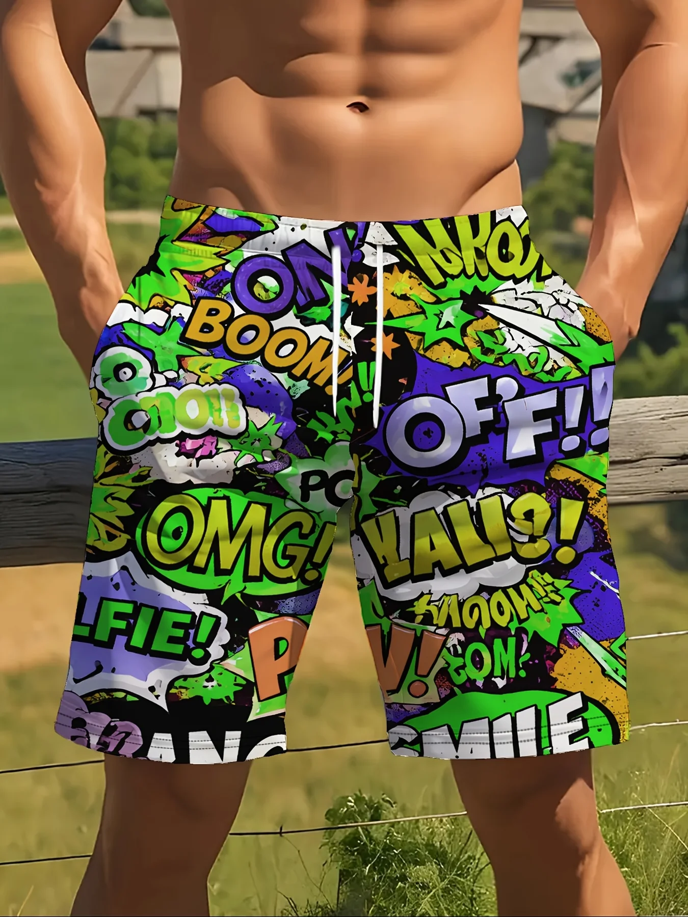Summer Men's 3D Print Casual Shorts, Trendy Fashion Design Comfortable and Breathable Suitable for Outdoor Sports and Daily Wear