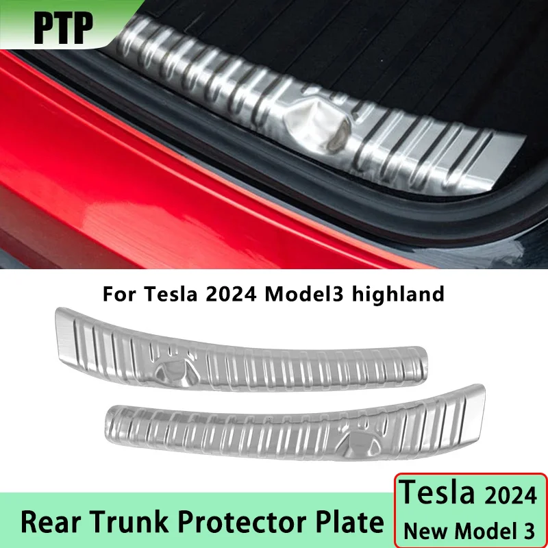 

For Tesla New Model3 Highland 2024 Stainless Steel Trunk Inner Guard Plate Car Bumper Guard Cover Trim Tesla Model 3 Y 2023 2017