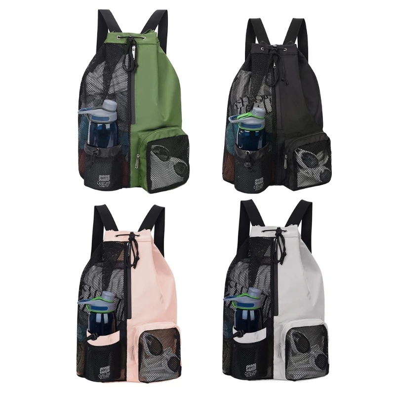 

Swim Bag Mesh Drawstring Backpack with Wet Pocket Suitable for Swimming, or Gym N58B