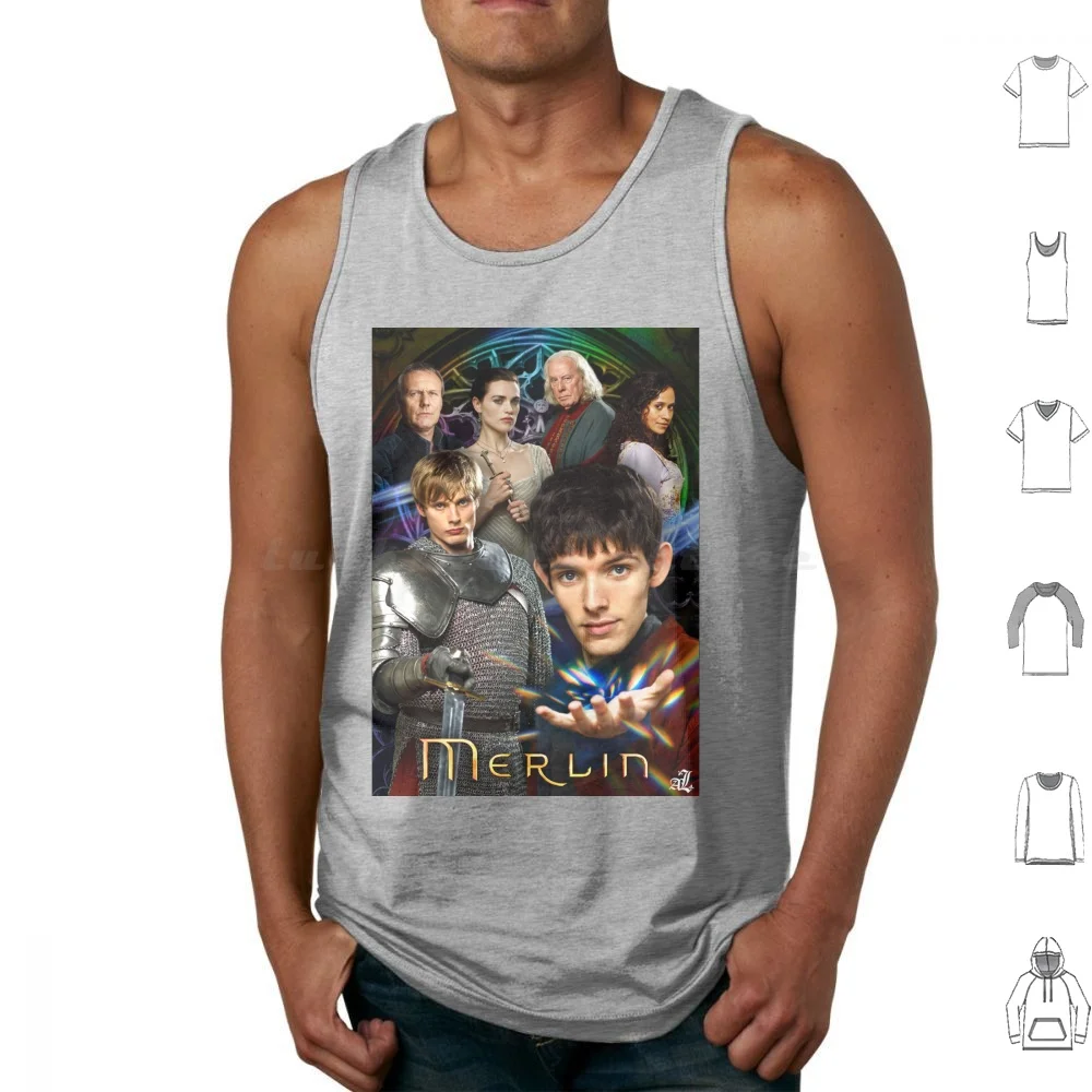 Merlin Poster 16 Tank Tops Print Cotton Merlin Merlin Merlin Merlin Series Colin Morgan Bradley James Fanart